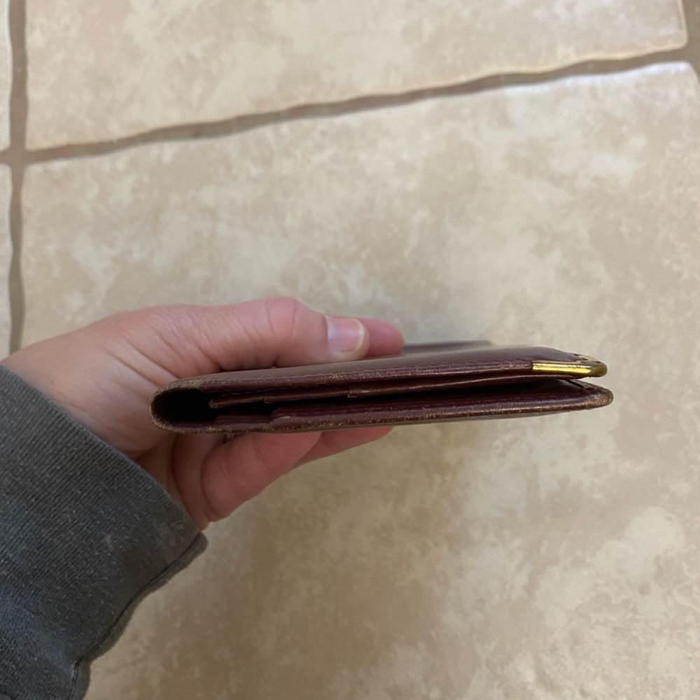 Vintage Cartier Check Organizer Bi-Fold Wallet, Burgundy Leather - Picture 7 of 14